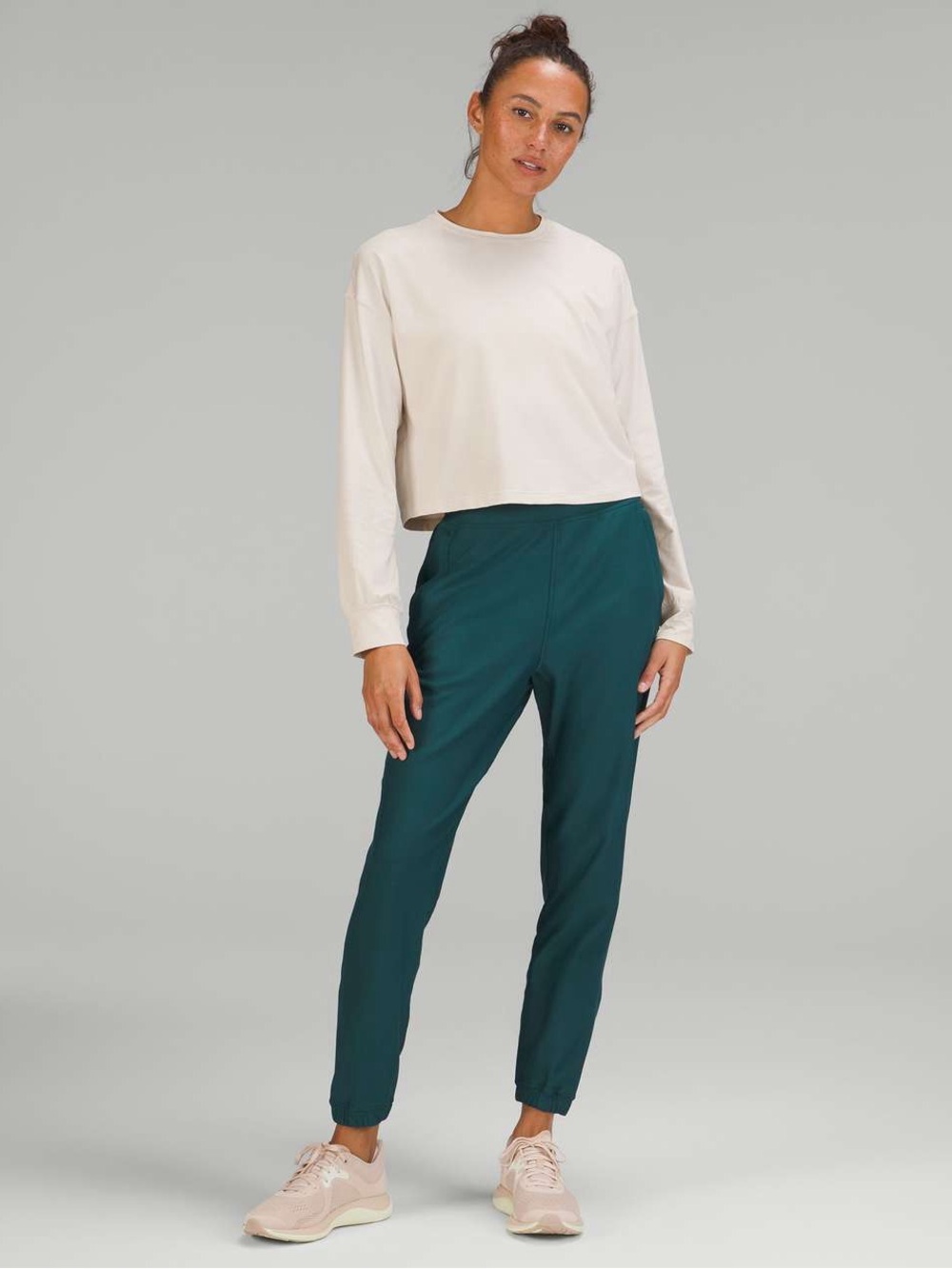 Lululemon Abrasion Training Cream Cropped Long-Sleeve Top - Classic Minimal